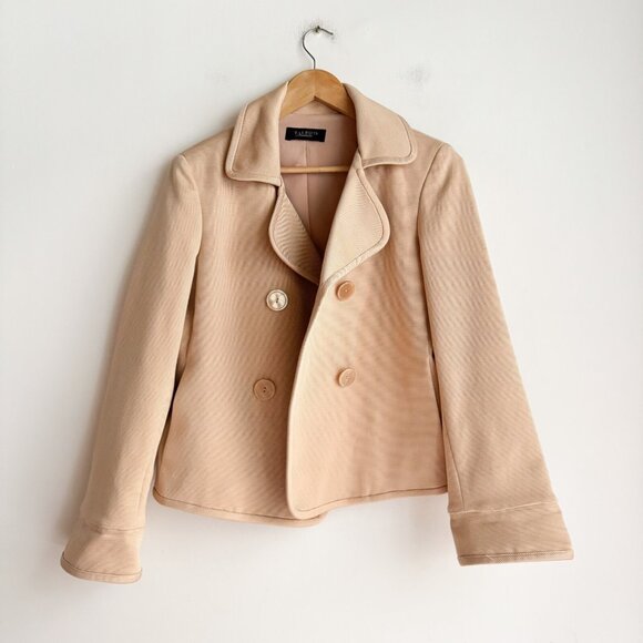 Talbots Silk Blend Textured Nude Beige Cropped Blazer M - Picture 1 of 8